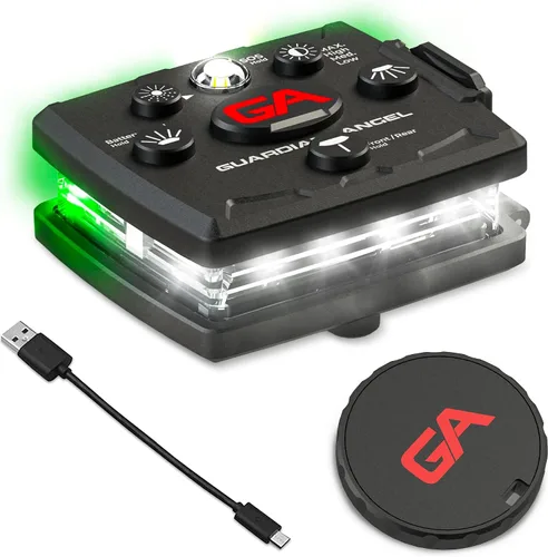 Vista 9 de Guardian Angel, Micro Series - Luces de seguridad, (Frente completamente blanco y parte trasera roja) Linterna LED recargable, magnética