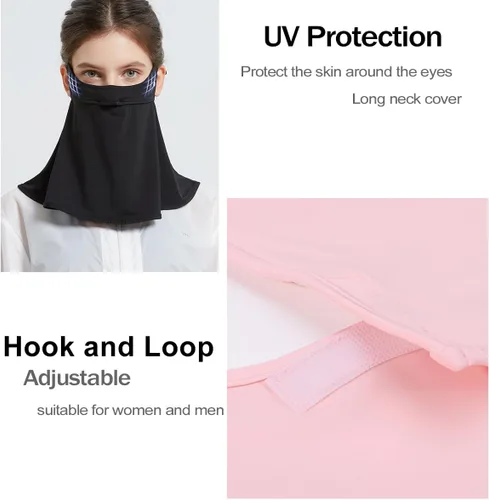 Vista 4 de WRELS UPF 50+ Unisex Cubrecara Transpirable y Refrescante con Protección UV para el Sol, con Elástico para las Orejas, Bufanda para el Cuello