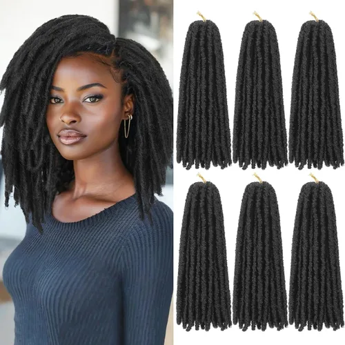 Vista 9 de WIGNEE Cabello de Ganchillo 120 Hebras Locs Sintéticos 8 Pulgadas Locs Suaves Pre-Trenzados 6 Paquetes Cabello de Ganchillo Pre-Anudado para Mujeres