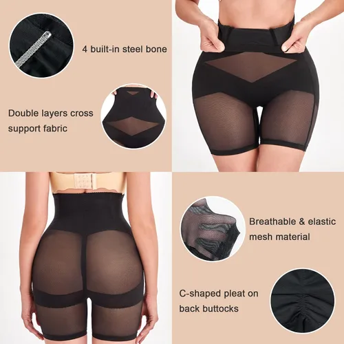 Vista 2 de REYEOGO Faja moldeadora para mujer con control de abdomen, levantador de glúteos, sin costuras, pantalones cortos moldeadores de cintura alta