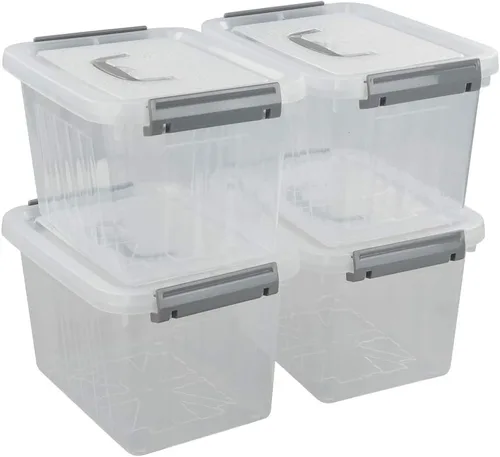 Vista 6 de Jekiyo - Recipiente de almacenamiento de plástico transparente, 6 cuartos de galón, contenedor de caja de cierre con tapa, paquete de 4
