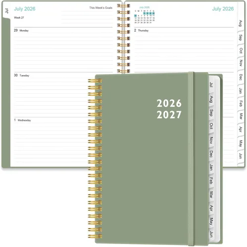 Vista 11 de Agenda 2026 – Agenda semanal y mensual de enero de 2026 a diciembre de 2026, planificador 2026 encuadernado en espiral con 12 pestañas mensuales