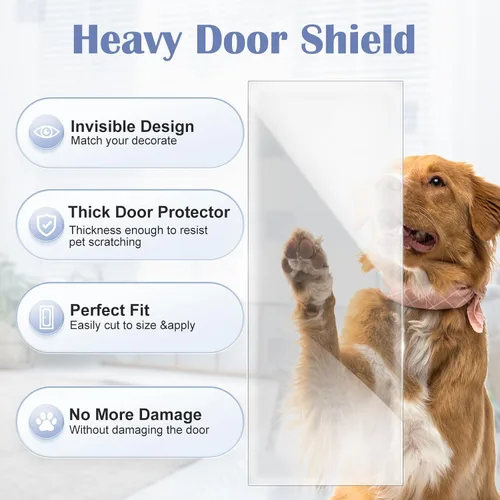 Vista 2 de Protector de arañazos de puerta contra arañazos de perros, 200 x 8.3 pulgadas, protector de arañazos para puerta de perro, cinta disuasoria ultra