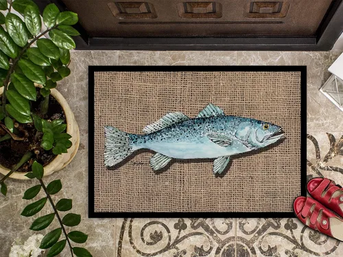 Vista 3 de Caroline's Treasures 8737MAT - Felpudo de trucha moteada con peces de 18 x 27 pulgadas, para interiores y exteriores, para entrada, antideslizante