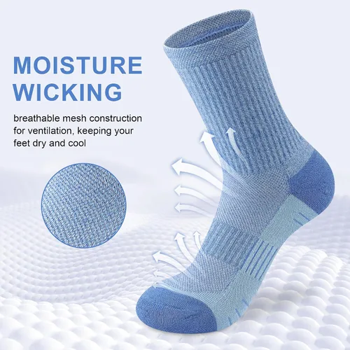 Vista 2 de cuangya Calcetines deportivos de compresión acolchados para mujer, 5 pares