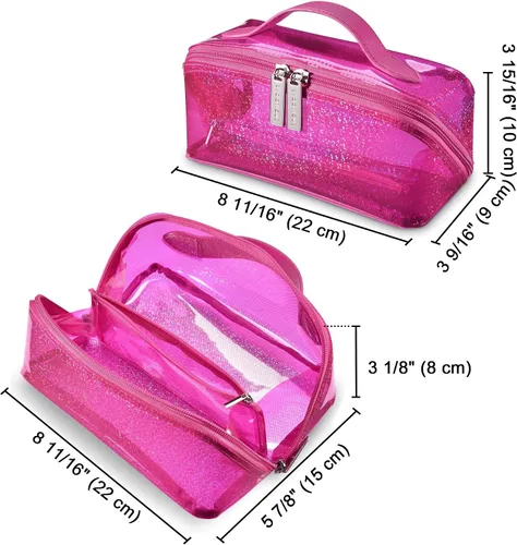 Vista 6 de BYOOTIQUE AW 420D - Neceser de viaje de nailon transparente, portátil, ligero, transparente, organizador de almacenamiento de cosméticos, piscina