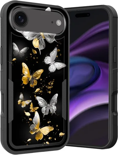 Vista 117 de Funda para iPhone Air, doble capa híbrida resistente resistente a prueba de golpes de policarbonato duro + funda protectora de silicona suave