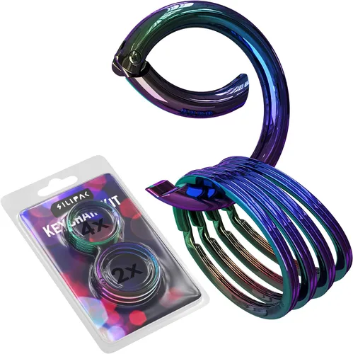 Vista 17 de Kit de llavero circular, mosquetón, conjunto de anillos o de tamaño universal, anillos fuertes redondos