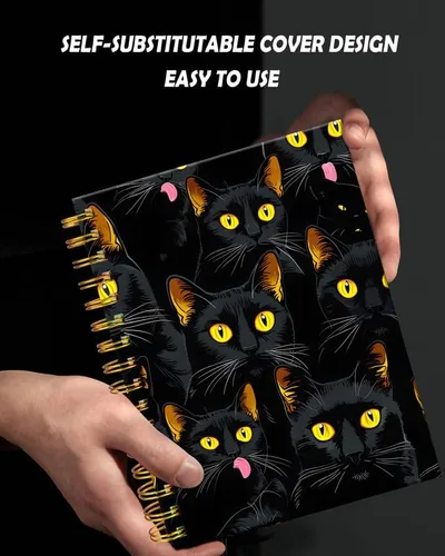 Vista 4 de Cuaderno de espiral para mujer, cuadernos universitarios A5 de 6 x 8.4 pulgadas, 120 páginas (60 hojas) diario rayado con papel grueso de alta
