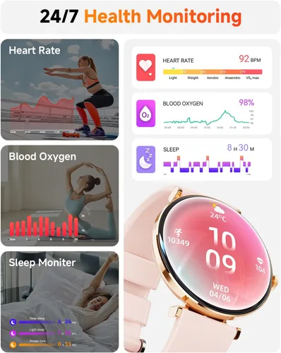 Vista 2 de Hwagol Relojes inteligentes para mujer compatibles con iPhone Android [llamadas/cuerpo delgado de metal], pantalla AMOLED microesférica de 1.43