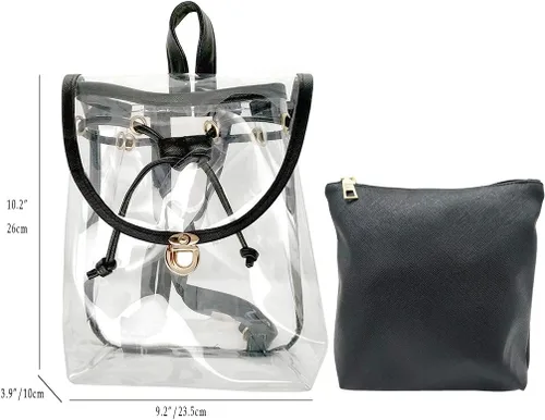 Vista 3 de Jesdo 2 en 1 transparente moda mochila transparente viaje playa hombro bolso bolso