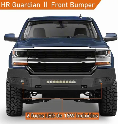 Vista 2 de Hooke Road Silverado Parachoques Delantero de Ancho Completo de Acero Parachoques Todoterreno con Luces LED para Camionetas Pickup Chevy Silverado