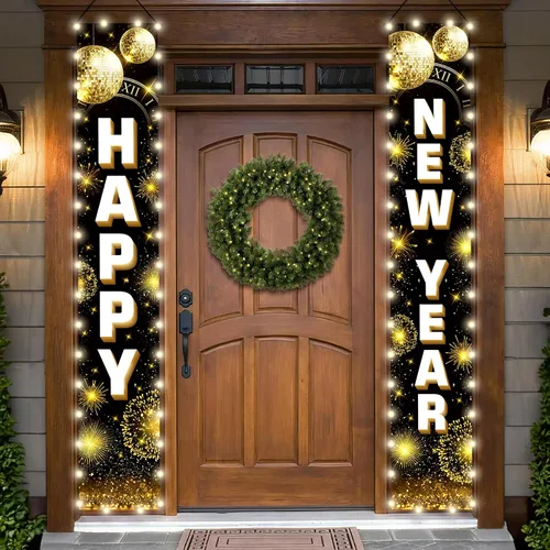 Vista 11 de KatchOn, Cartel de puerta de feliz año nuevo, 72 x 12 pulgadas, pancarta de feliz año nuevo para decoraciones de Año Nuevo 2026 Decoraciones NYE