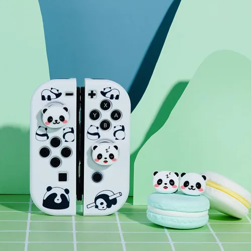 Vista 6 de JINGDU Tapas de agarre de pulgar para Nintendo Switch Joy-Con, lindas fundas de silicona para joystick, accesorios compatibles con Nintendo