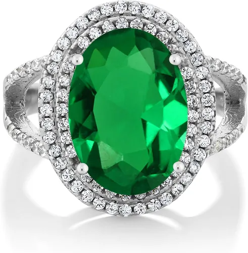 Vista 10 de Gem Stone King Anillo de piedra preciosa y piedra natal de 5-10 quilates para mujer Plata de ley 925 Ovalado 14X10MM Anillo de boda