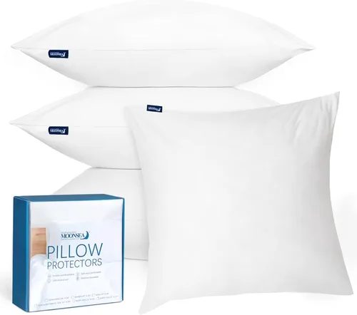 Vista 8 de Moonsea Paquete de 2 protectores de almohada impermeables con cremallera, tamaño estándar de 20 x 26 pulgadas, fundas de almohada, funda