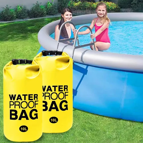 Vista 2 de Bolsa seca impermeable – Paquete de 2 bolsas secas enrollables de 10L para kayak, canotaje, pesca, camping y playa – Mochila ligera impermeable que