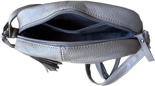 Vista 5 de Bolso de hombro de piel de vaca para mujer, pequeño organizador de cuerpo cruzado con muchos bolsillos