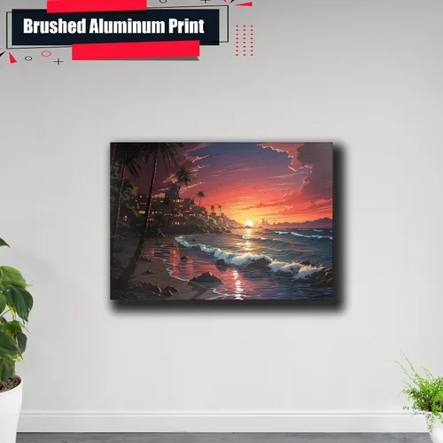 Vista 5 de Neon Sunset Vibes Florida Synthwave Sunset Framed poster Print, Retro Miami Style Wall Art, Wall Art, Art Decor
