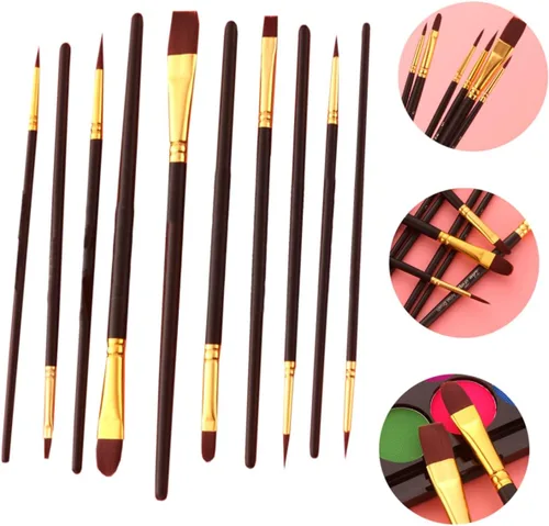 Vista 9 de EXCEART Juego de 40 pinceles de nailon para el cabello, pinceles de pintura para niños, pinceles de pintura para pintura acrílica, pinceles
