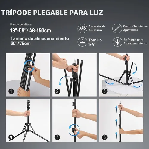 Vista 7 de NEEWER Luz de anillo de 18 pulgadas con soporte de trípode, luz de anillo LED grande de 55W, soporte para teléfono con zapata fría compatible
