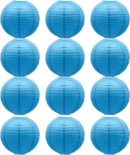 Vista 12 de Linternas de papel doradas chinas, japonesas, colgantes, redondas, para decoración de fiesta de Año Nuevo y Año Nuevo Lunar (12 unidades)