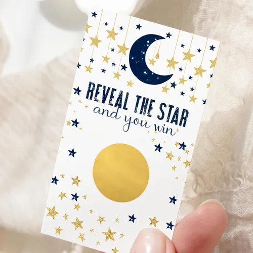 Vista 6 de Paper Clever Party Twinkle Little Star Boy Baby Shower - Tarjetas de juego para rascar – tema azul y dorado – 30 premios de actividad para invitados