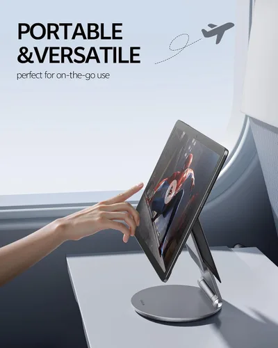 Vista 7 de LULULOOK Soporte para Surface Pro/Go - Base giratoria de aleación de aluminio de 360°, soporte plegable para tableta/elevador para Microsoft Surface