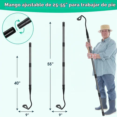 Vista 3 de Azada de jardín para deshierbe, azada de deshierbe resistente para eliminación rápida de malezas y césped, aflojamiento del suelo, excavación