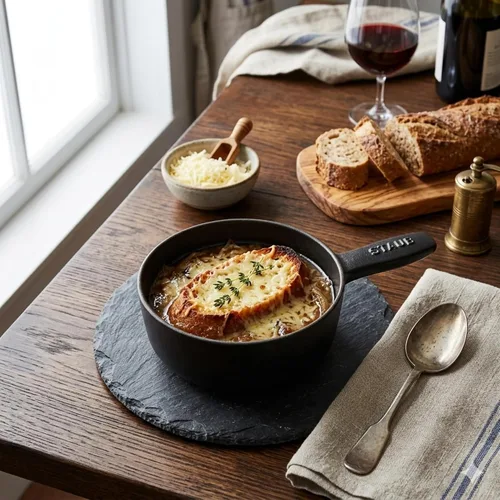 Vista 6 de Staub Mini olla de fondue de queso de hierro fundido de 12 onzas, negro mate, fabricada en Francia