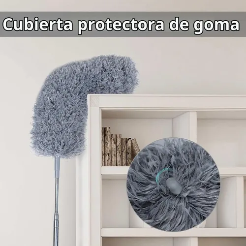 Vista 5 de BOOMJOY Plumero de microfibra con poste de extensión de 100 pulgadas, plumeros para limpiar techos altos, ventiladores, persianas, muebles, gris