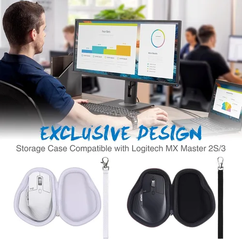 Vista 3 de LTGEM - Funda para mouse compatible con Logitech MX Master 4/3S/3/2S, mouse inalámbrico ergonómico, bolsa de almacenamiento de viaje para oficina