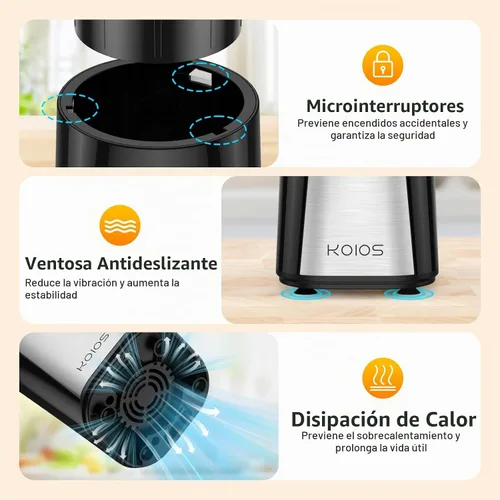 Vista 4 de KOIOS 1000W Smoothie Blender, 15-in-1 Single Serve Set, Press-Twist Design Black