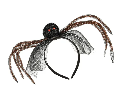 Vista 2 de Merroyal Diadema de telaraña del Día de los Muertos disfraz de Halloween negro dorado
