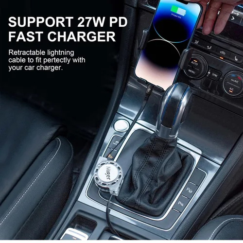 Vista 7 de Miger Cable USB C a Lightning [2 unidades de 4 pies] Cargador retráctil para iPhone de carga rápida tipo C a Lightning Cable de carga MFi