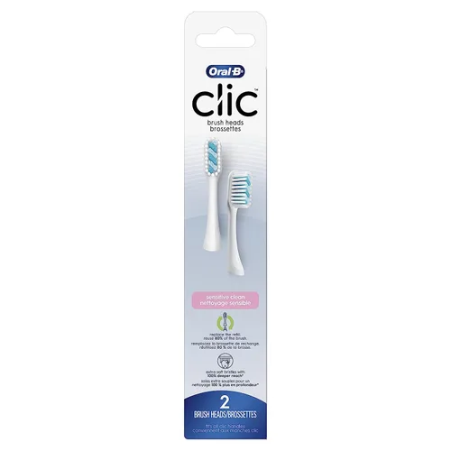 Vista 2 de Oral-B Clic - Cabezales de repuesto para cepillos de dientes, color blanco, 2 unidades (paquete de 3)