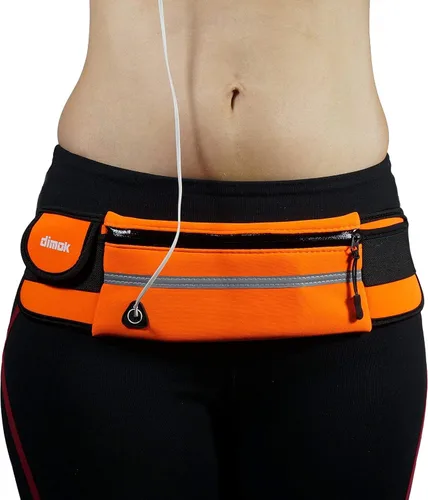 Vista 8 de Cinturón canguera para correr de Dimok. Resistente al agua, para corredores, cinturón canguera para senderismo, ejercitación. Bolsa para correr Negro