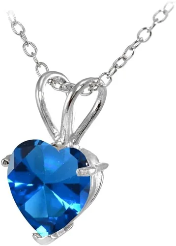 Vista 2 de Collar con colgante de corazón de plata esterlina con piedras preciosas simuladas de 0.276 in