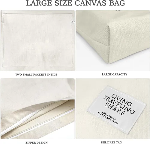 Vista 22 de Bolsa de lona con diseño de bolsillo externo, aspecto elegante, correa de hombro ajustable