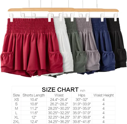 Vista 2 de Blaosn Pantalones cortos fluidos de cintura alta para mujer, gimnasio, yoga, atletismo, correr, tenis, faldas con bolsillos, ropa bonita de verano