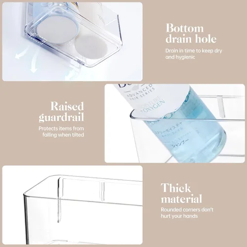 Vista 7 de PAVSTINE Paquete de 2 estantes de ducha transparentes, estantes adhesivos para ducha de baño, organizador de ducha de baño montado en la pared