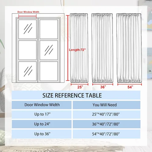 Vista 7 de DWCN Cortinas para Puertas Francesas – Cortinas opacas térmicas con bolsillo para barra para puertas con ventana de cristal, puertas de cocina