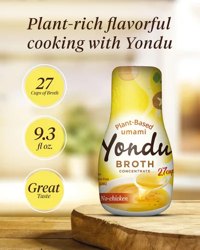 Vista 3 de YONDU Concentrado de caldo sin pollo: base líquida de caldo para caldo instantáneo, caldo de sopa, sabor a pollo a base de plantas, vegano, sin