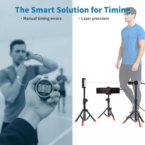 Vista 3 de Temporizador de Reloj de Láser con Batería Incorporada – Sistema de Cronometraje de Puerta Láser con Cable para Carreras de Velocidad, Eventos