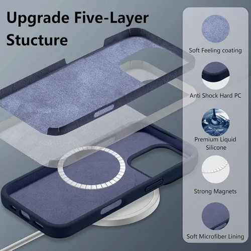 Vista 323 de Funda magnética de silicona para iPhone 13 Pro, color blanco antiguo [Compatible con Magsafe] [Forro de microfibra suave antiarañazos], funda