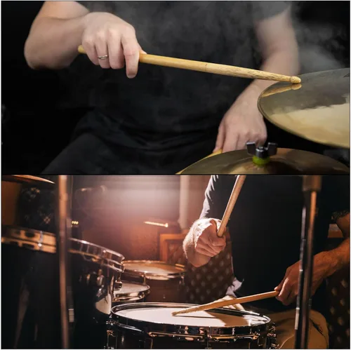 Vista 6 de PATIKIL Baquetas de madera de arce antideslizante 7A negro 1 par para percusión de instrumentos musicales