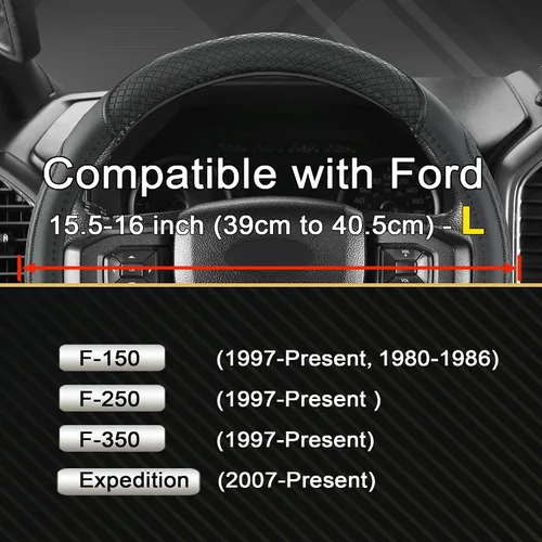 Vista 2 de West Llama Funda para volante de automóvil para Ford F-150, F-250, F-350, Expedition (Negro, tamaño grande)