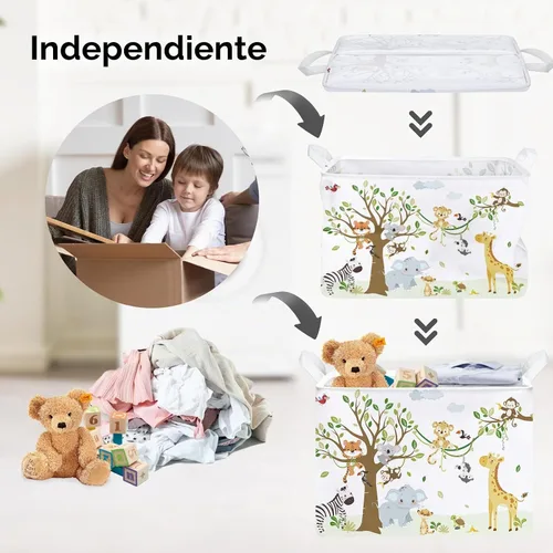 Vista 3 de Clastyle Woodland Nursery Animal Tree Baby Gift Storage Basket para habitación de niños