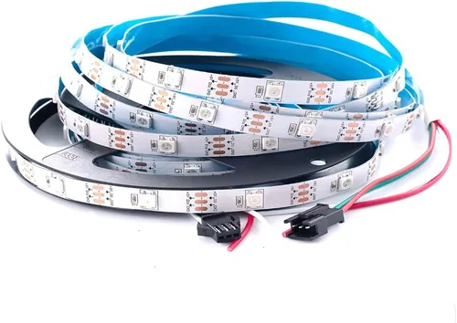 Vista 12 de WS2812B Tira de luz LED direccionable individual 100Pixels/m SMD 5050 RGB Pixel Strip DC5V (3.2FT 100LEDS no impermeable, PCB blanco)