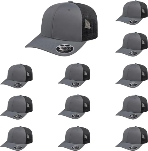 Vista 51 de Cap America i8502 Flexfit 110 Premium - Gorra de camionero de perfil medio con 6 paneles de malla trasera con protección UV y cierre ajustable